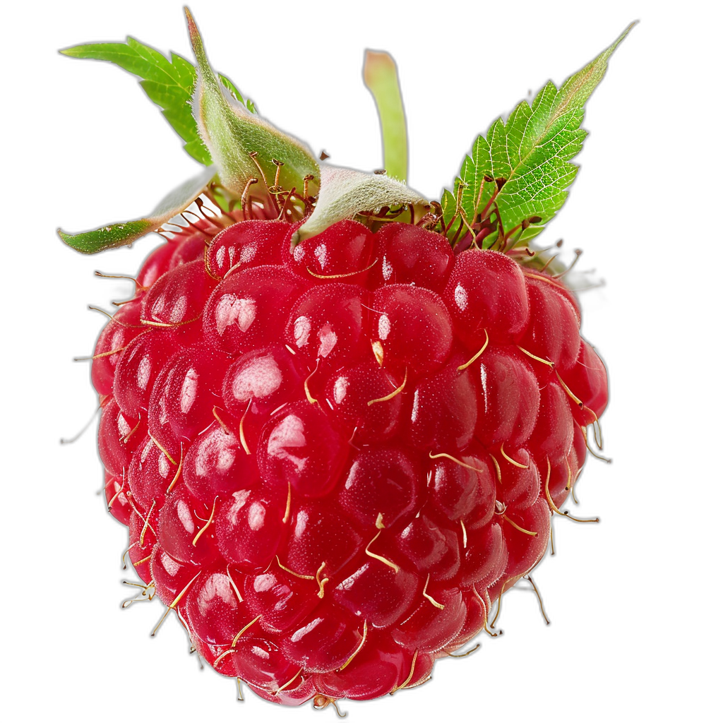 R Gibson’s photograph of a fresh raspberry on black background, high resolution, high quality, high detail, sharp focus, no blur, hyper realistic