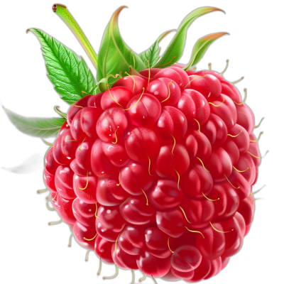 Close up of raspberry, hyper realistic, black background, digital art in the style of digital art.