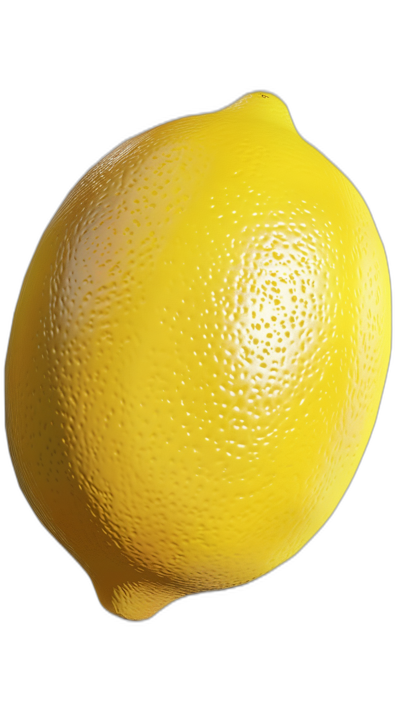 lemon, high resolution realistic and hyperdetailed renderings, black background, soft shadows, no contrast, studio lighting