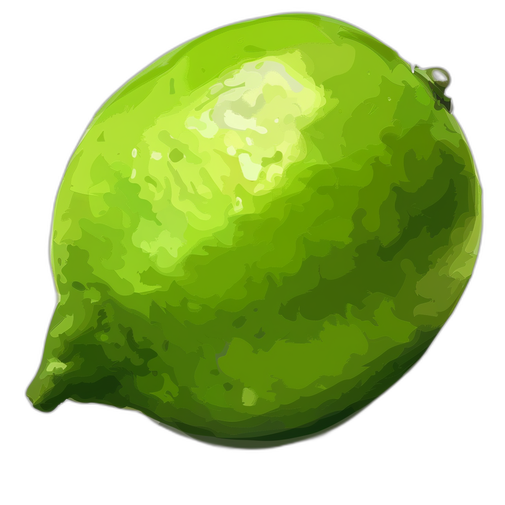 A lime, vector art style in the style of black background, digital painting, high resolution