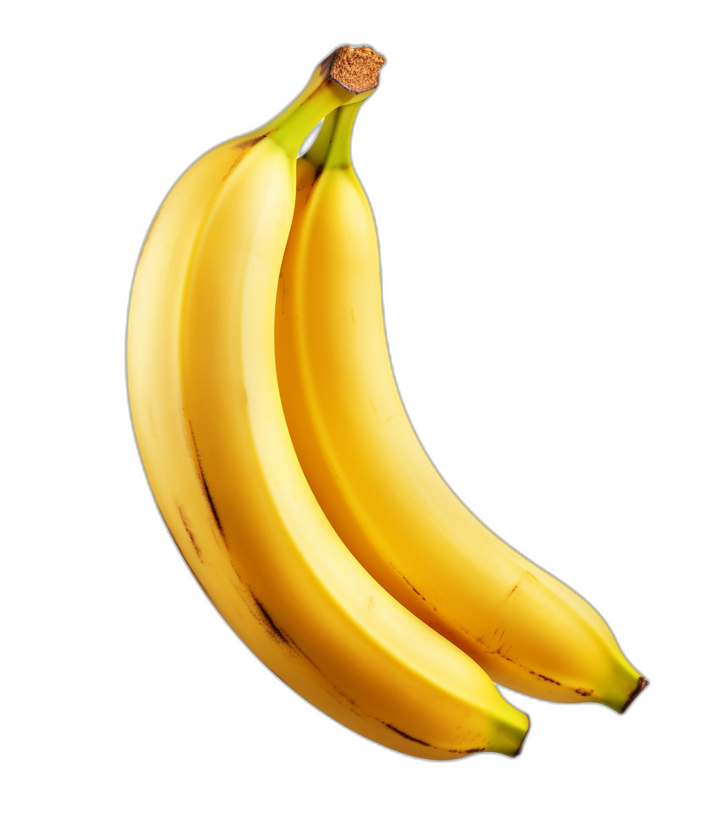 A bunch of bananas isolated on a black background, in the style of photorealistic, high resolution photography.