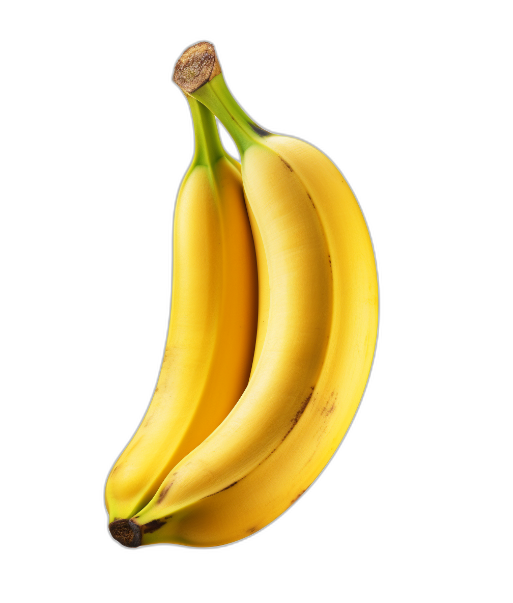photorealistic banana, isolated on a black background, high resolution photograph in the style of photography