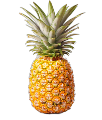 Pineapple, whole body, black background, bright colors, high resolution photography, high quality, super detailed