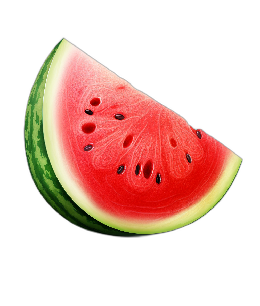 watermelon slice, hyper realistic, isolated on a black background, in the style of professional photography