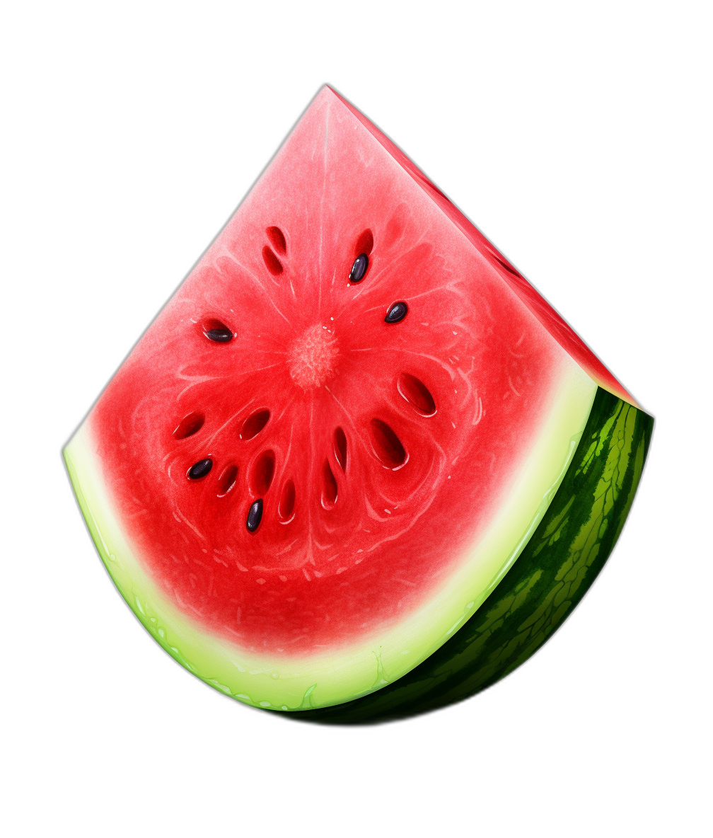 Watermelon slice, hyper realistic photography, isolated on a black background, in the style of hyper realistic photography.