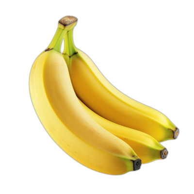 photorealistic three bananas isolated on black background, high resolution photography