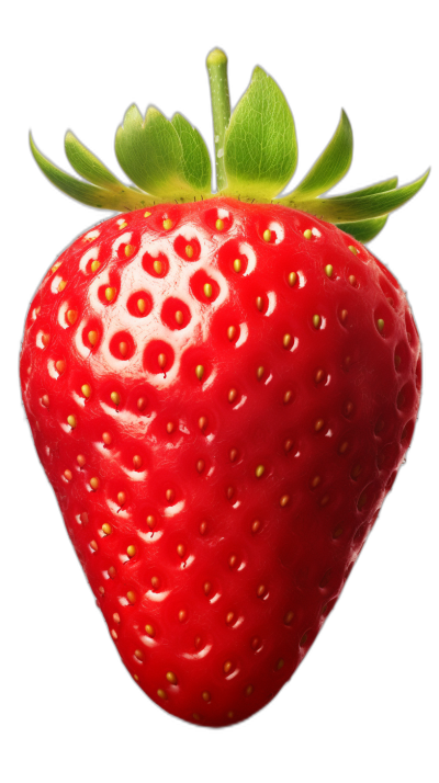 A realistic strawberry, highly detailed, black background, high resolution, professional photograph, studio quality, high detail