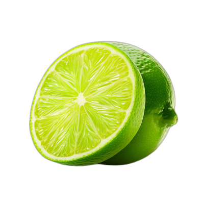 Lime, isolated on a black background, in a high resolution photograph.