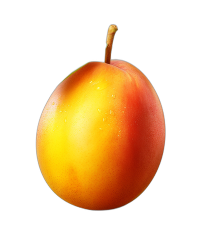 A realistic photo of the fruit apricot, with vibrant colors and glossy skin, floating in front of an isolated black background. The apricots have detailed textures that highlight their unique shape and coloration. The lighting is soft yet highlights every detail on each apricot.