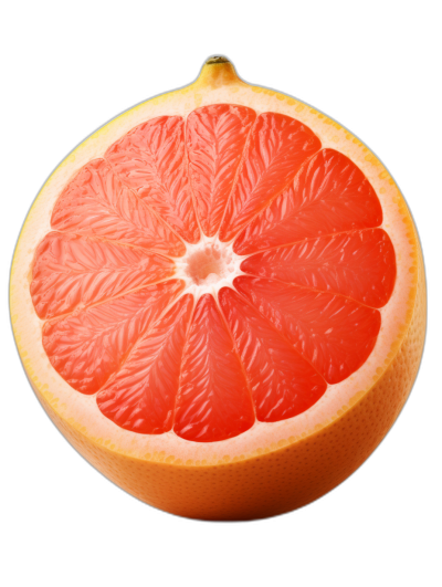 Giant grapefruit, isolated on a black background, in a high resolution photograph.