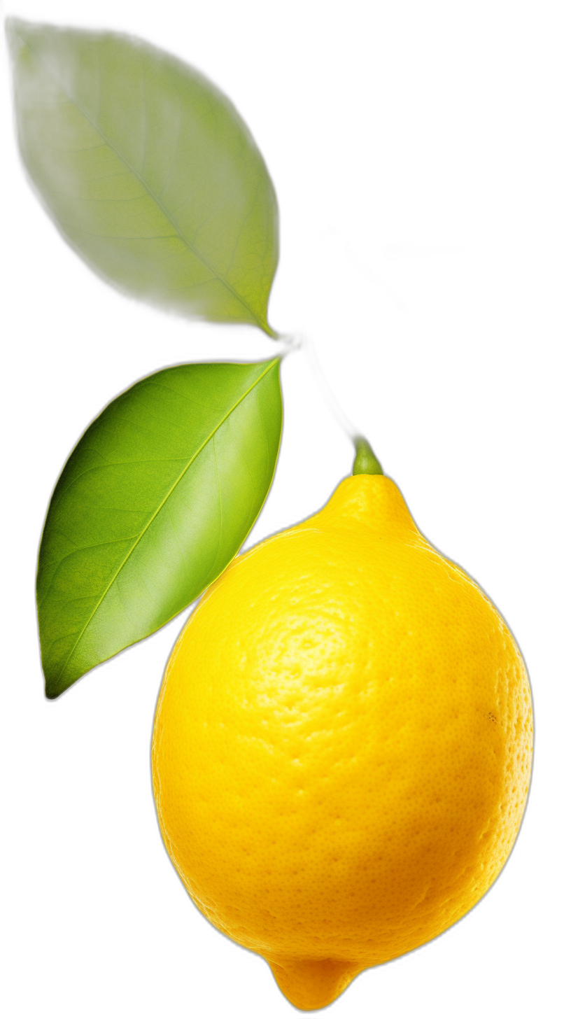 lemon with leaf, black background, high resolution digital photography in the style of [Miki Asai](https://goo.gl/search?artist%20Miki%20Asai).