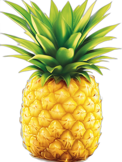 illustration of pineapple, vector art, black background, high resolution, high detail, high quality, high sharpness, hyper realistic, hyper detailed, hyper colorised