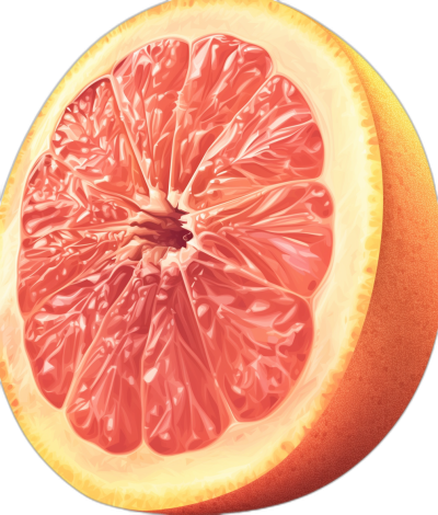 Grapefruit cross section, hyper realistic photography, high resolution in the style of hyper realistic photography.