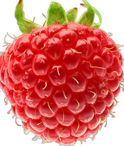 Close up of raspberry, in the style of hyper realistic, on a black background, with super detailed, high resolution details.