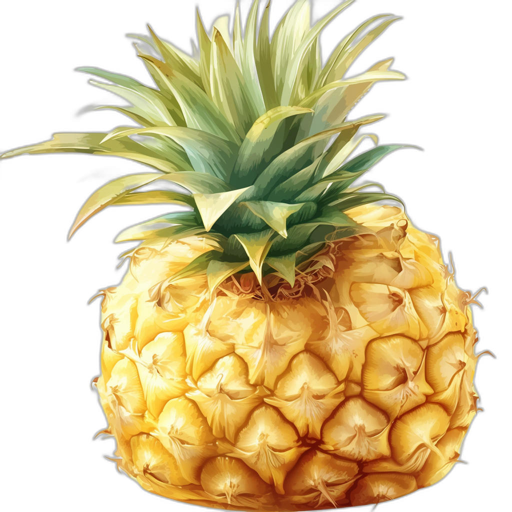 pineapple, detailed illustration by [Hugh Kretschmer](https://goo.gl/search?artist%20Hugh%20Kretschmer) and [Yoshitaka Amano](https://goo.gl/search?artist%20Yoshitaka%20Amano), clipart on black background