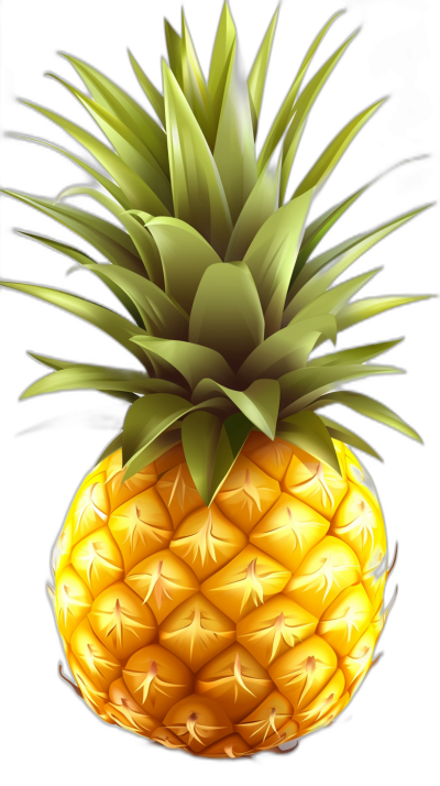 illustration of pineapple, vector art, high resolution, high detail, smooth details, black background,