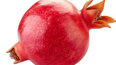 Pomegranate, closeup, isolated on black background, high resolution photography