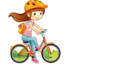 Little girl riding bicycle cartoon vector, on a black background, in a cute style, with colorful illustrations, as simple and clean pictures, with high resolution, high quality images, showing her full body close up, with simple lines, with high details, like a cartoon character, in high definition.