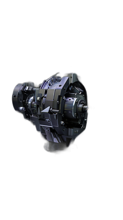 3d render of carolier gear box on black background, hyper realistic