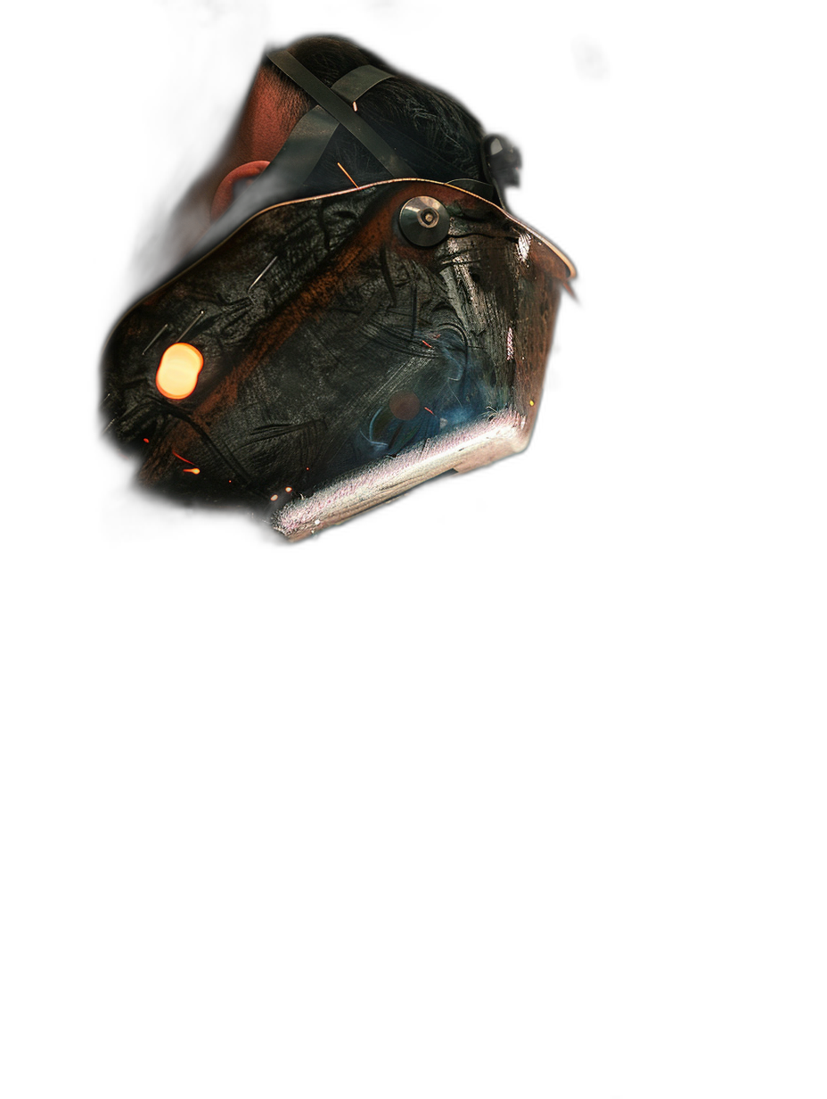 A dark photo of an open leather helmet floating in the air, illuminated by one small flashlight beam from behind, on a black background, in the hyper realistic, high resolution style of cinematography.