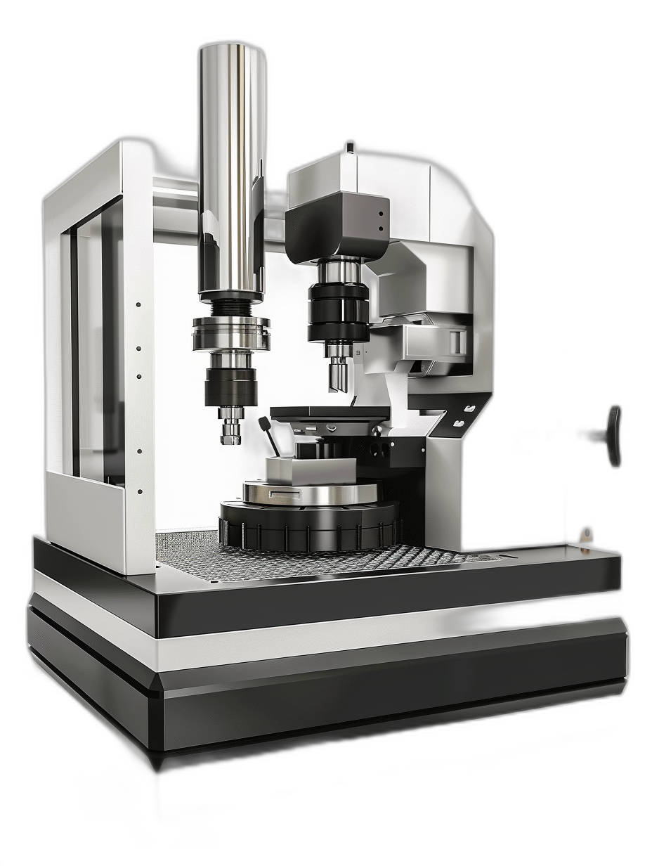 3d render of cnc machine with digital display on black background, 20mm lens, sharp focus, studio lighting, high resolution photography