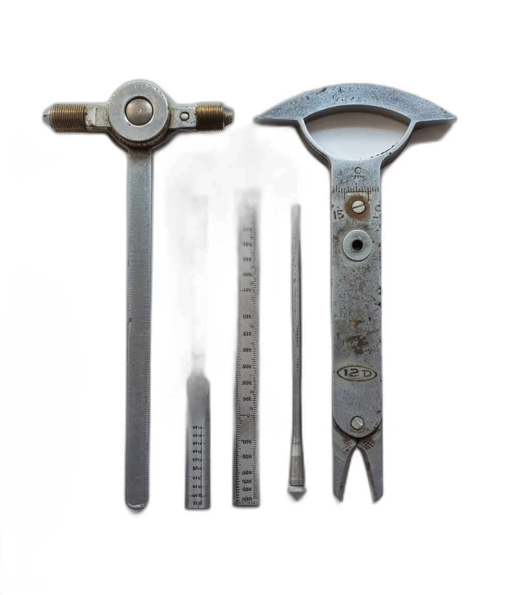 3 tools used in automotive work, T bar and flat head wrenches, scale , black background, hyper realistic photography