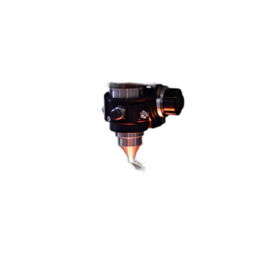 3D render of a tiny laser tattoo machine floating in the air on a black background, in the style of cartoon with low detail