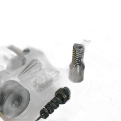 3D render of an engine part, various tools and parts on a black background, with high resolution and studio lighting in a closeup style.