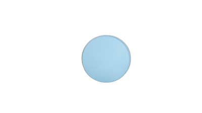 Photo of a single light blue circle centered on a black background, taken in the style of Nikon dslr camera with a wide angle lens.