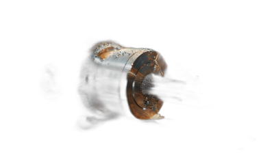 A close up of an advanced metal lens with visible rust, inside the camera is a small circular piece of wood being turned on a large spinning wooden lathe against a black background. In the style of an advanced metal lens with visible rust, inside is a small circular piece of wood being turned on a large spinning wooden lathe. black background.