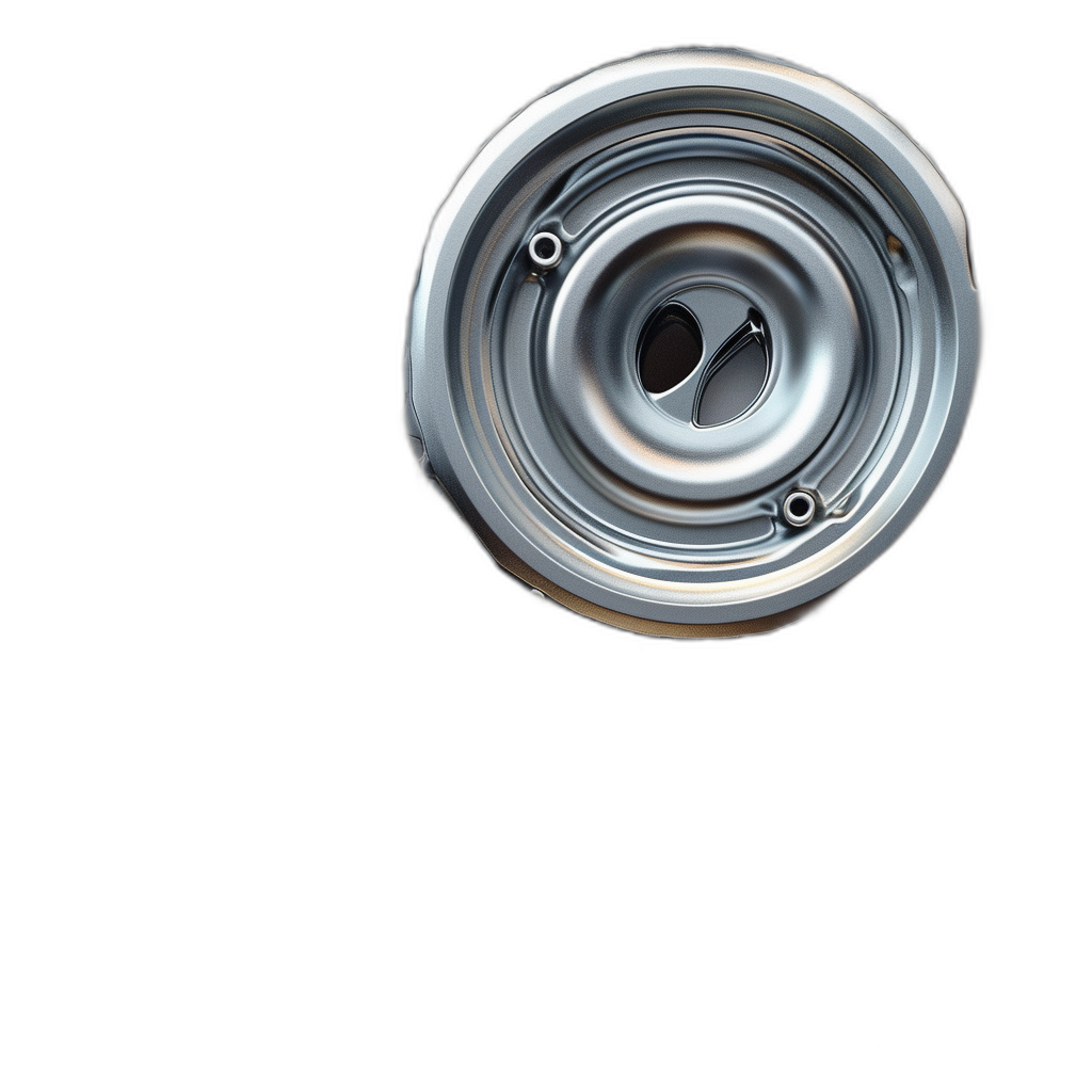 Overhead photo of realistic silver can, view from above, black background color, stockphoto, 3d render, octane render, high resolution photography, insanely detailed and intricate, HDR, hyperrealistic