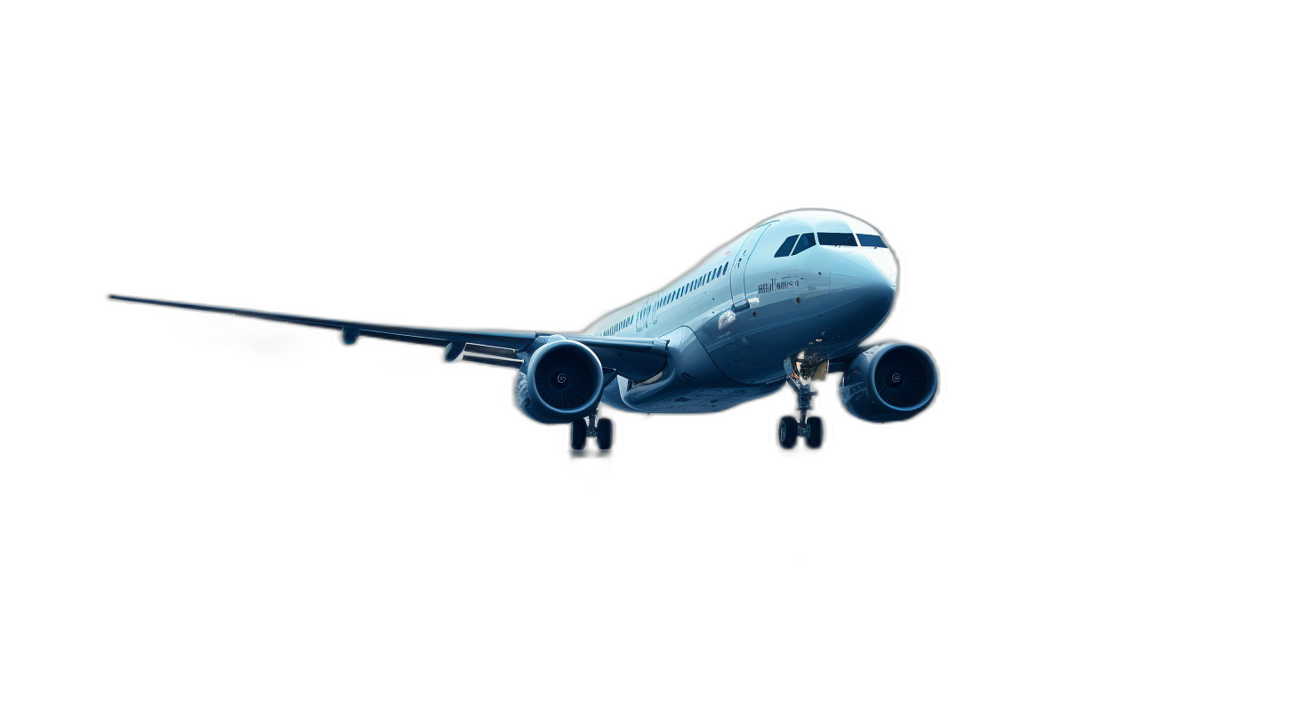 3D rendering of an airplane flying isolated on a black background, in the cartoon style, from a low angle shot with a wide-angle lens, soft lighting, high resolution photography, insanely detailed stock photo.