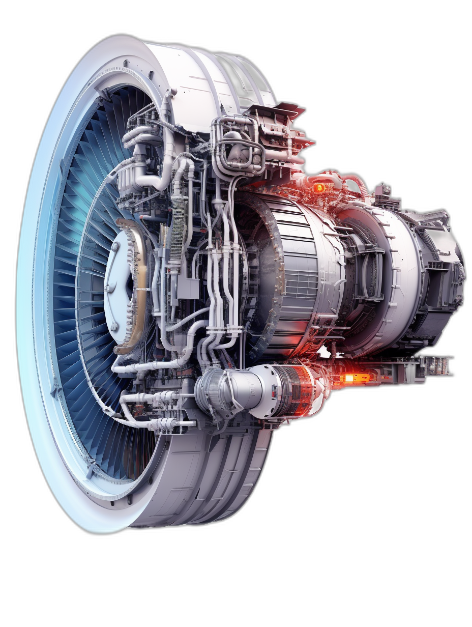 Realistic photo of jet engine, isolated on black background , high resolution photography, insanely detailed, fine details, stock photo