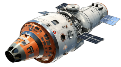 3d render of the Russian Spacelab, isolated on black background