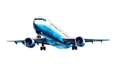 3d cartoon style, airplane in blue color flying on black background, vector illustration art by digital airbrushing