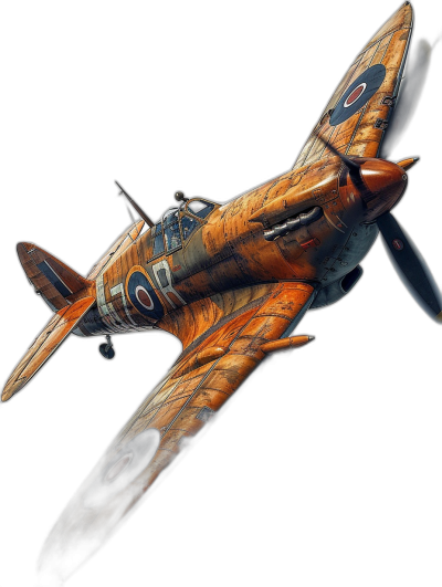 Sekiro style, hyper realistic, ultra detailed British Superircord spitfire in flight with black background, full body, high contrast, rim light, painted skin, 3/4 view in the style of Sekiro.