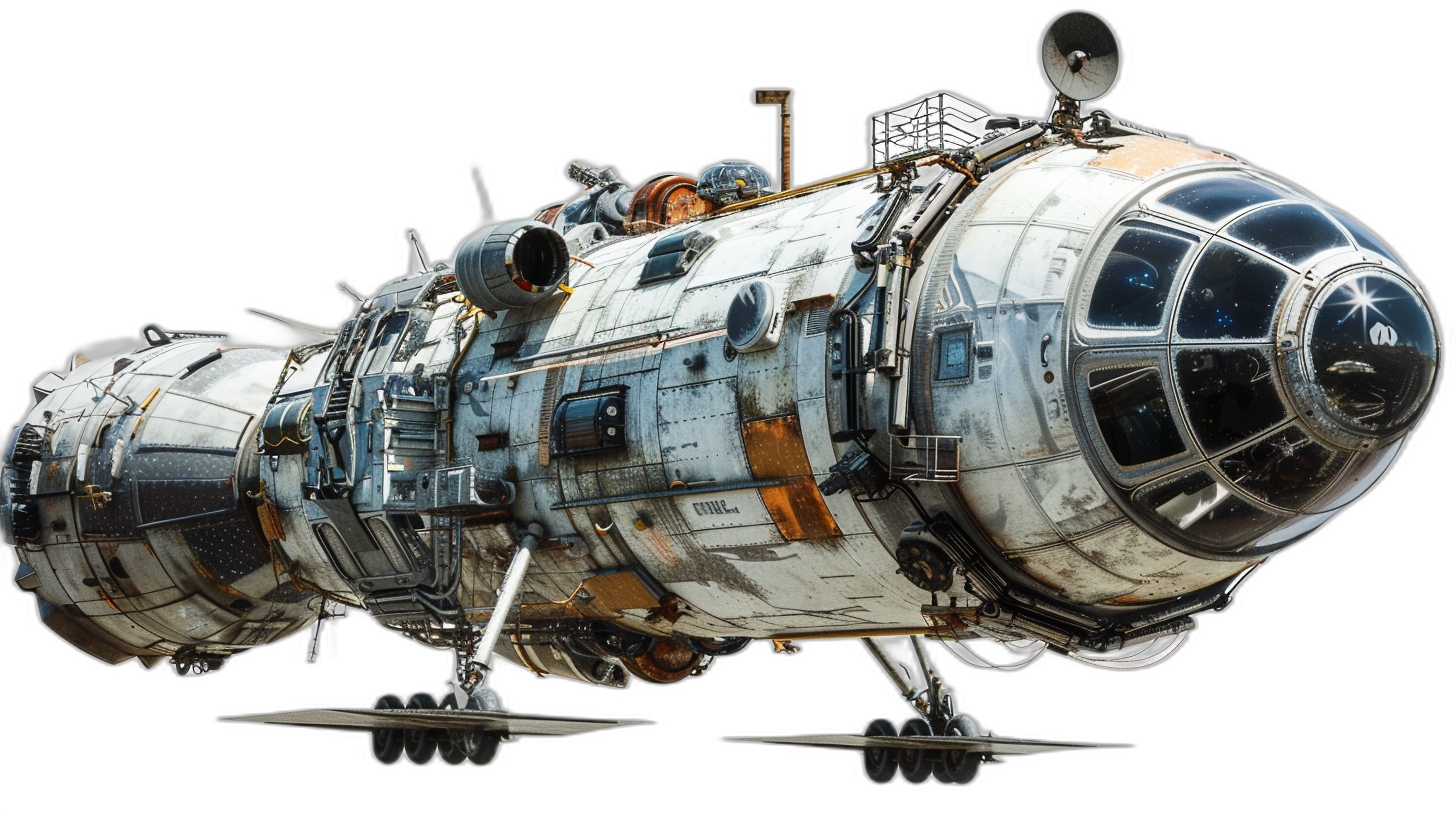 A detailed space station, designed in the style of [Frank Frazetta](https://goo.gl/search?artist%20Frank%20Frazetta) and [John Berkey](https://goo.gl/search?artist%20John%20Berkey), made of steel with large glass windows and rounded shapes, on a black background, in an isometric view, with lots of detail, in a hyperrealistic and photo realistic style, rendered with octane,