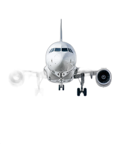 A completely white airplane, flying in the air against a black background, shown from a top view with a centered composition, in the style of commercial photography with a minimalist style and studio lighting, at a high resolution and with high detail for super quality and super resolution at 8k.