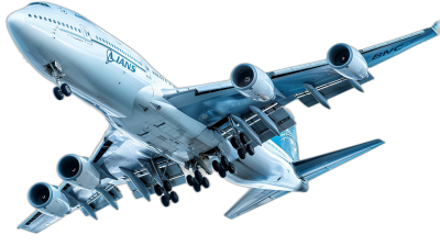 3D rendering of a Boeing airplane with jet engines on a black background, vector illustration in high resolution and with high detail, digital art in the style of white and blue colors, wide angle shot