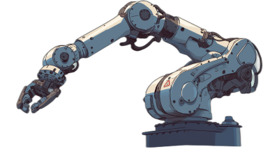 A cartoon vector illustration of an industrial robot arm, side view, on a black background, in the style of [Katsuhiro Otomo](https://goo.gl/search?artist%20Katsuhiro%20Otomo) and [Jean Giraud](https://goo.gl/search?artist%20Jean%20Giraud), award winning studio photography with professional color grading and soft shadows, clean sharp focus digital photography with no contrast.