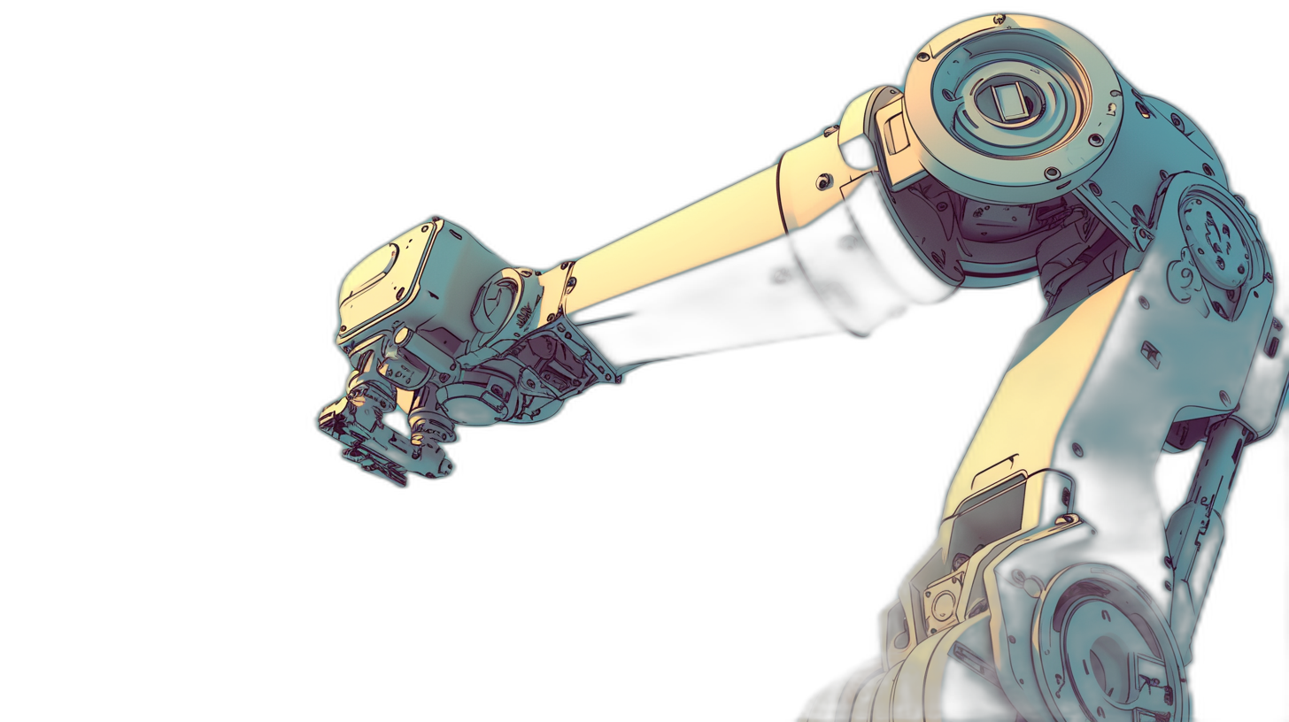 A robotic arm holding something, in the style of a colorful cartoon with a black background, using light pink and dark white colors, with a detailed character design in the style of Nintendo, featuring dark beige and sky blue colors, at a high resolution.