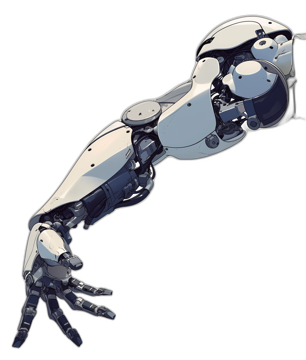 an arm with bionic parts reaching out, vector illustration in the style of [Milo Manara](https://goo.gl/search?artist%20Milo%20Manara) and [Yoji Shinkawa](https://goo.gl/search?artist%20Yoji%20Shinkawa), highly detailed, flat black background