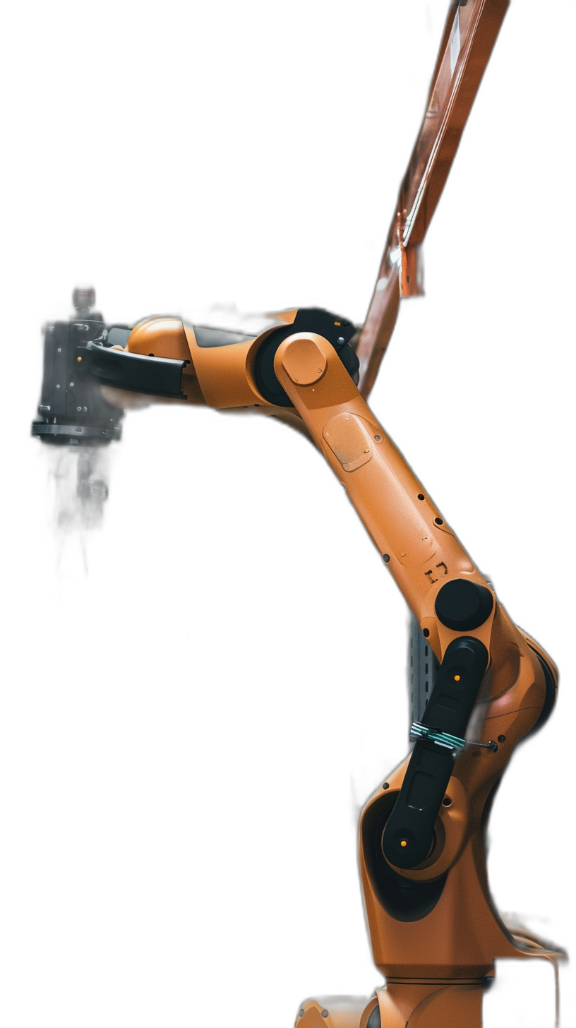 industrial robot arm, orange color with black background, product photography, studio lighting, high resolution photography, hyper realistic, high quality photography, professional photo shoot, wide angle shot, high definition, sharp focus, high detail, hyper detailed , photography, canon eos r5