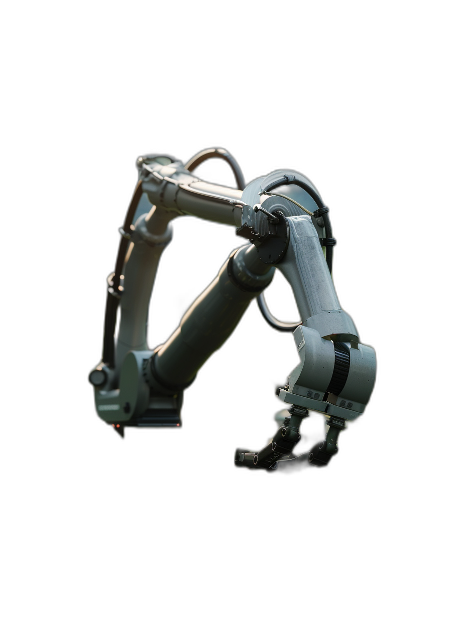 3D render of a robotic arm on a black background, in a low angle shot, with high resolution photography, insanely detailed and intricate with fine details, stock photo.