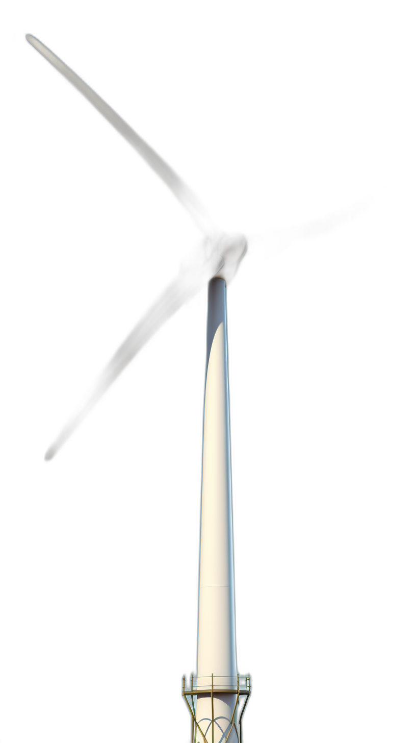 White wind turbine against black background, closeup, photo realistic, in the style of hyperrealistic photography, sharp focus, high resolution, HDR