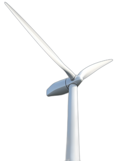 White wind turbine, closeup on black background, high resolution, high quality, high detail, sharp focus, no blur, 3D rendering, studio lighting, industrial design, in the style of c4D, in the style of blender, OC renderer,