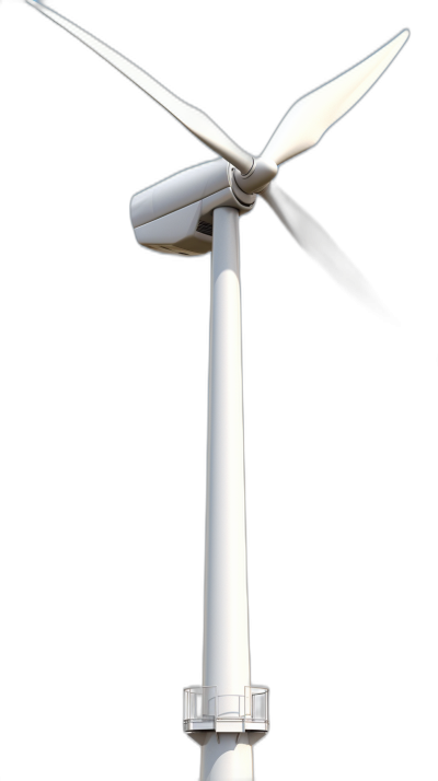 white wind turbine, black background, hyper realistic, octane render, high resolution photography