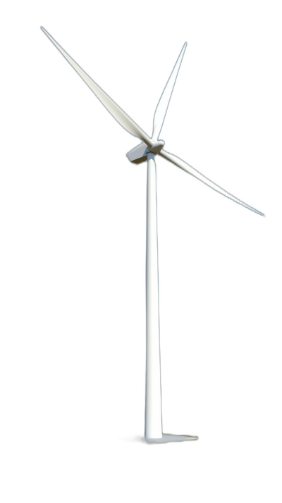 White wind turbine, simple illustration, black background, high resolution photography, high quality details