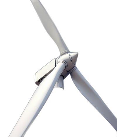 closeup of white wind turbine, black background, photorealistic, hyperrealism, sharp focus, high resolution