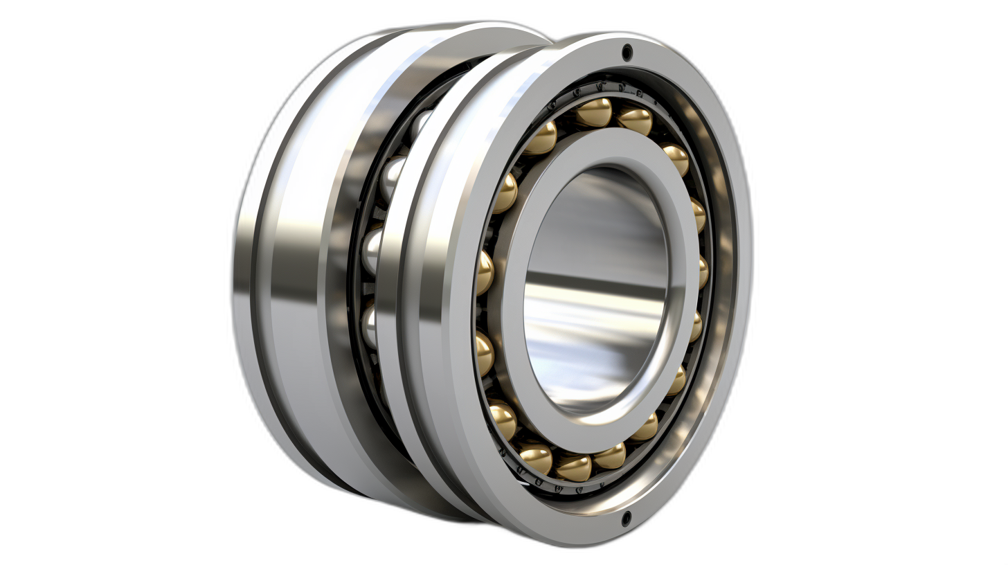 3d render of S Valentino notes inside ball and roller bearings, isolated on black background, 20mm lens